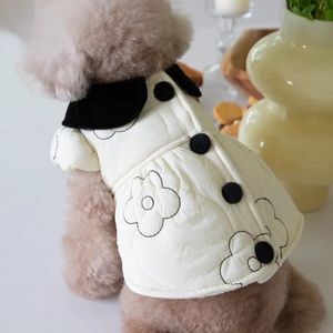 Dog coat jacket floral puff Daisy white cream puff sleeve clothing